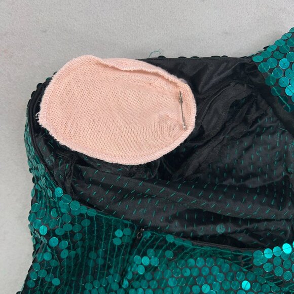 Oleg Cassini Dress Womens 6 Emerald Teal Jewel Sequin Sparkle Evening Party Glam - Picture 12 of 15